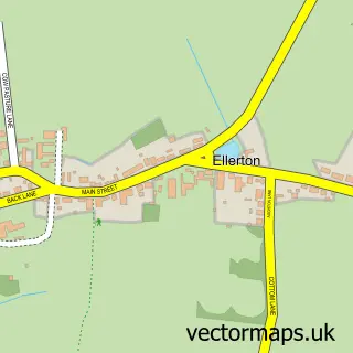 Street map sample of Ellerton, East Riding of Yorkshire