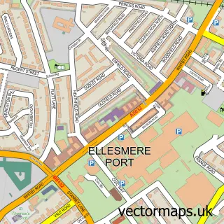 Street map sample of Ellesmere Port, Cheshire