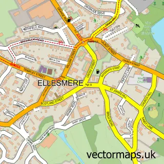 Street map sample of Ellesmere, Shropshire