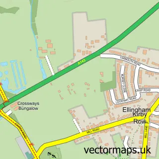Street map sample of Ellingham, Norfolk