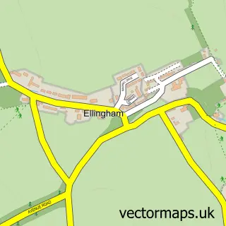 Street map sample of Ellingham, Northumberland