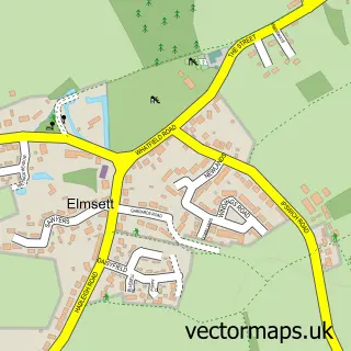 Street map sample of Elmsett, Suffolk