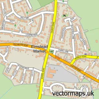 Street map sample of Elmstead Market, Essex