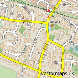 Street map sample of Elmswell, Suffolk