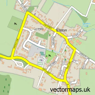 Street map sample of Elston, Nottinghamshire