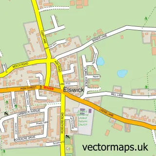 Street map sample of Elswick, Lancashire