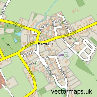 Street map sample of Elsworth, Cambridgeshire