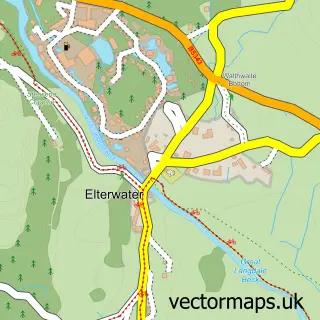 Street map sample of Elterwater, Cumbria
