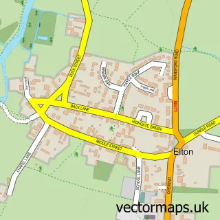 Street map sample of Elton, Cambridgeshire