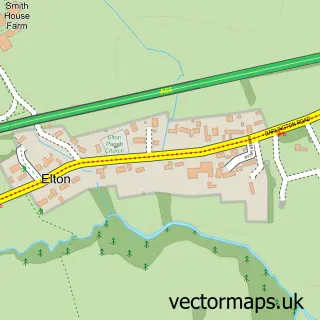 Street map sample of Elton, Durham
