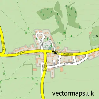 Street map sample of Elton, Derbyshire