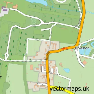 Street map sample of Elvaston, Derbyshire