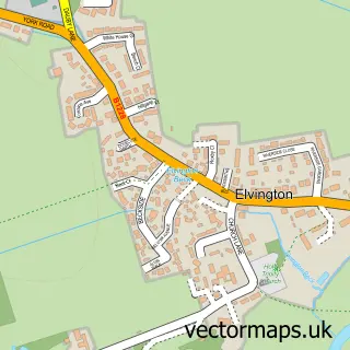 Street map sample of Elvington, North Yorkshire