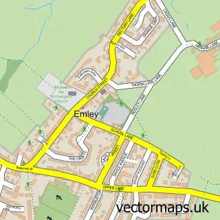 Street map sample of Emley, West Yorkshire