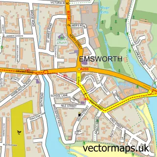 Street map sample of Emsworth, Hampshire