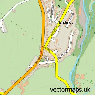 Street map sample of Endmoor, Cumbria