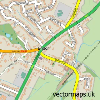 Street map sample of Endon, Staffordshire