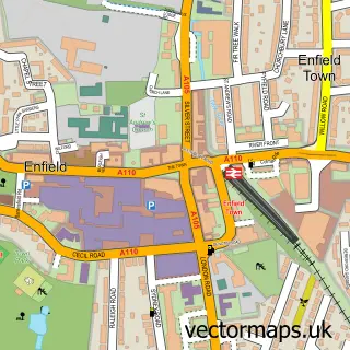 Street map sample of Enfield, Greater London