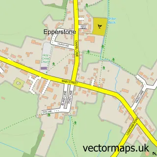Street map sample of Epperstone, Nottinghamshire