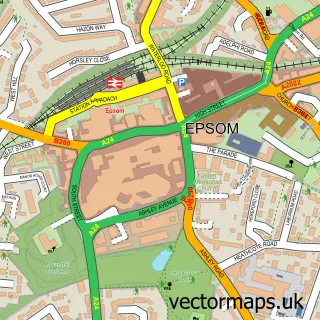 Street map sample of Epsom, Surrey