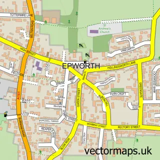 Street map sample of Epworth, Lincolnshire