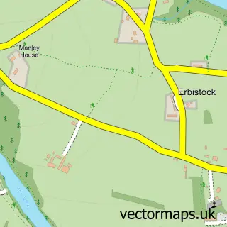 Street map sample of Erbistock, Clwyd