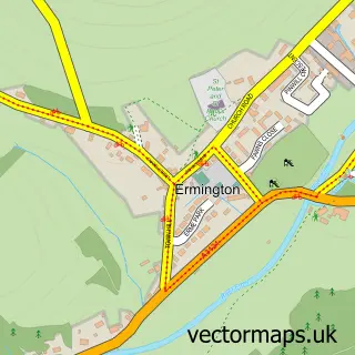 Street map sample of Ermington, Devon
