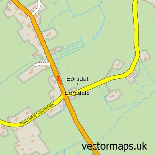 Street map sample of Eòrodal, Western Isles