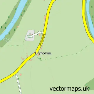 Street map sample of Eryholme, North Yorkshire