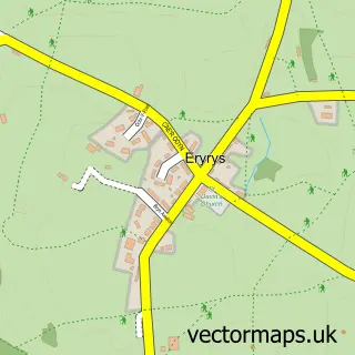 Street map sample of Eryrys, Clwyd