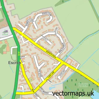 Street map sample of Escrick, North Yorkshire