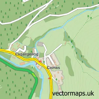 Street map sample of Esgairgeiliog Ceinws, Powys