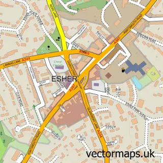 Street map sample of Esher, Surrey