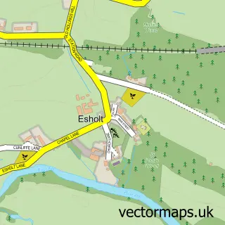Street map sample of Esholt, West Yorkshire