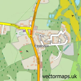 Street map sample of Essendon, Hertfordshire