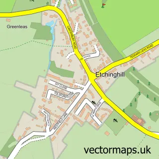 Street map sample of Etchinghill, Kent