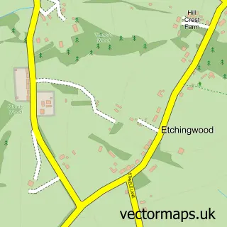 Street map sample of Etchingwood, East Sussex