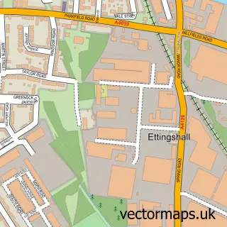 Street map sample of Ettingshall, West Midlands