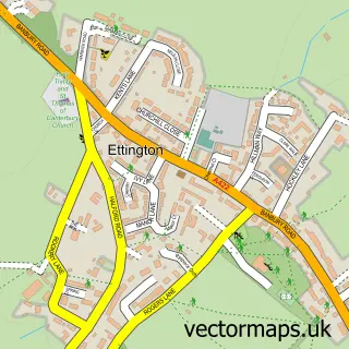 Street map sample of Ettington, Warwickshire