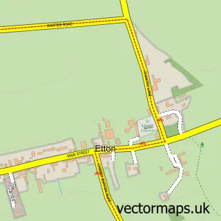 Street map sample of Etton, East Riding of Yorkshire