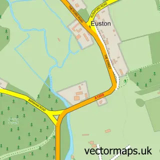 Street map sample of Euston, Suffolk