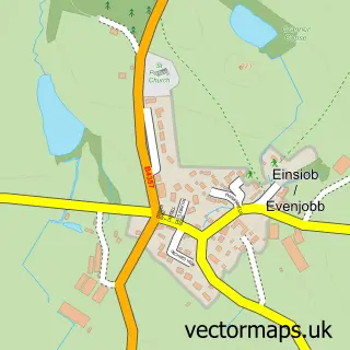 Street map sample of Evenjobb, Powys