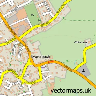 Street map sample of Evercreech, Somerset