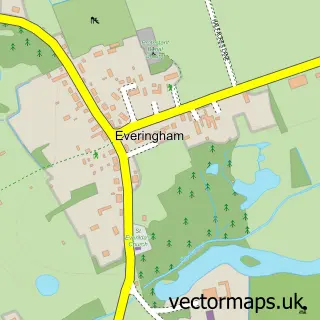 Street map sample of Everingham, East Riding of Yorkshire