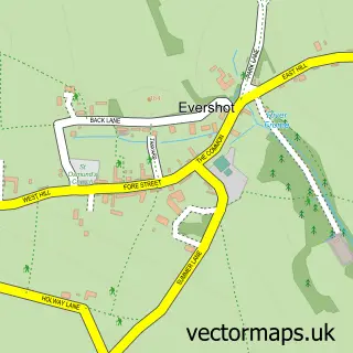 Street map sample of Evershot, Dorset