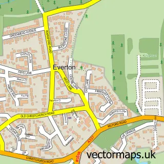 Street map sample of Everton, Hampshire