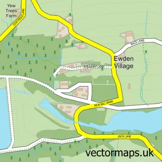 Street map sample of Ewden Village, South Yorkshire