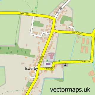 Street map sample of Ewerby, Lincolnshire