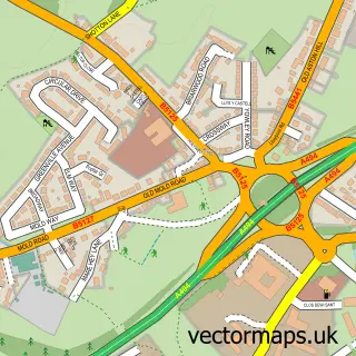 Street map sample of Ewloe Green, Clwyd