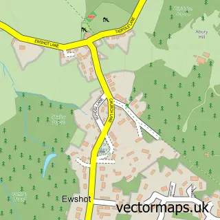Street map sample of Ewshot, Hampshire